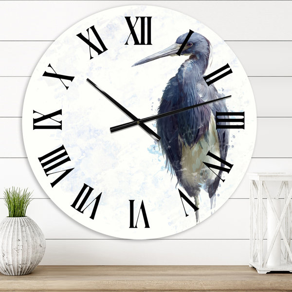 DesignArt Tricolored Heron Bird 16" Wall Clock Wayfair
